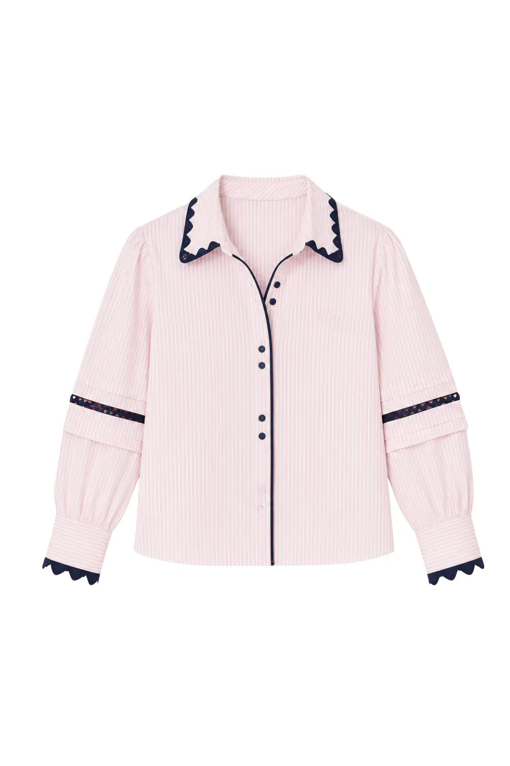 PINK STRIPE LONG SLEEVE BLOUSE