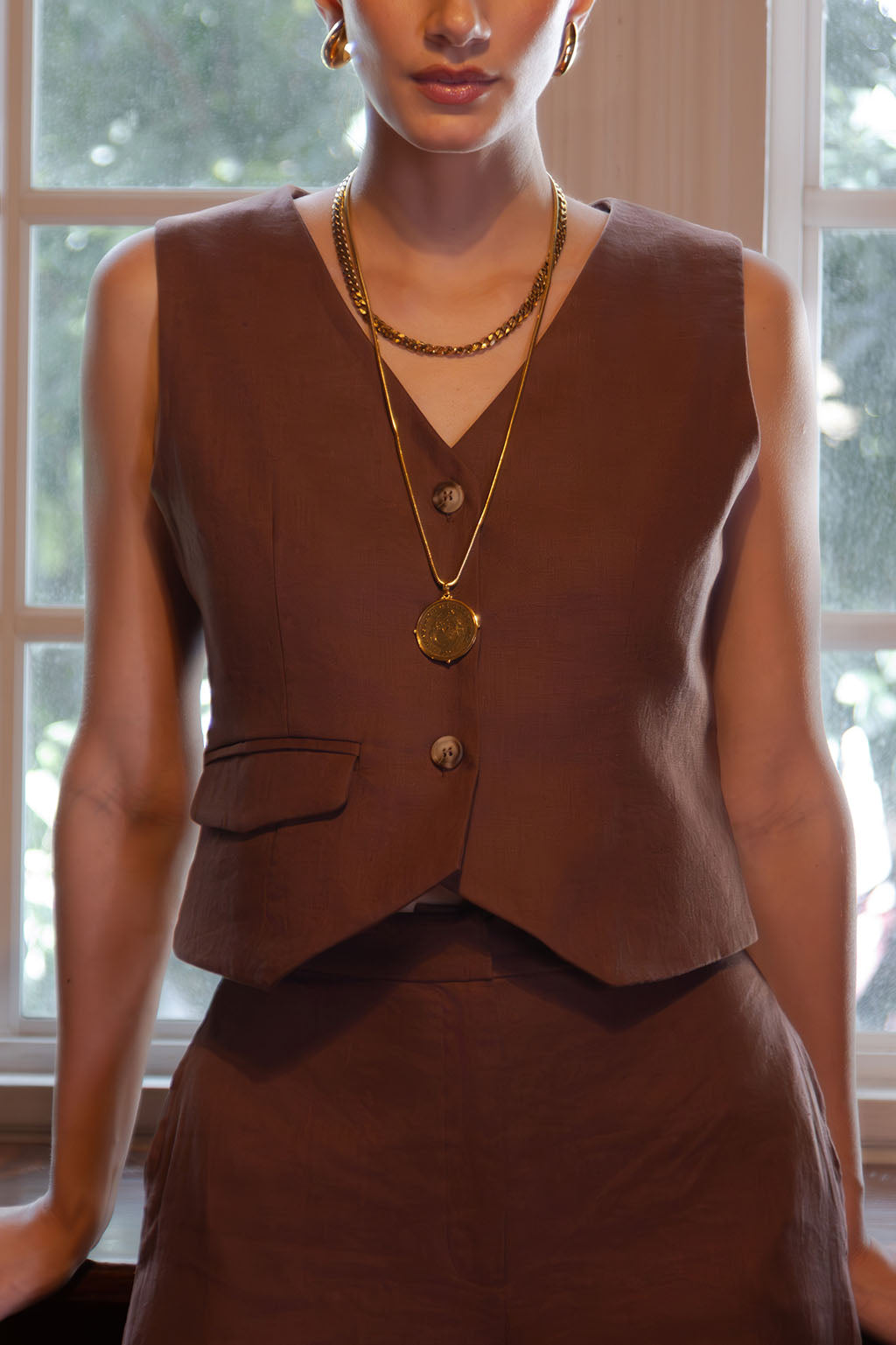 Chocolate Linen Vest