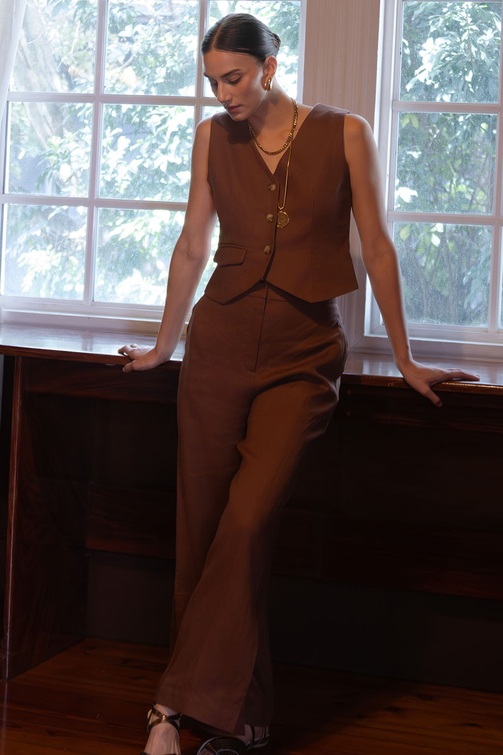 Chocolate Linen Vest