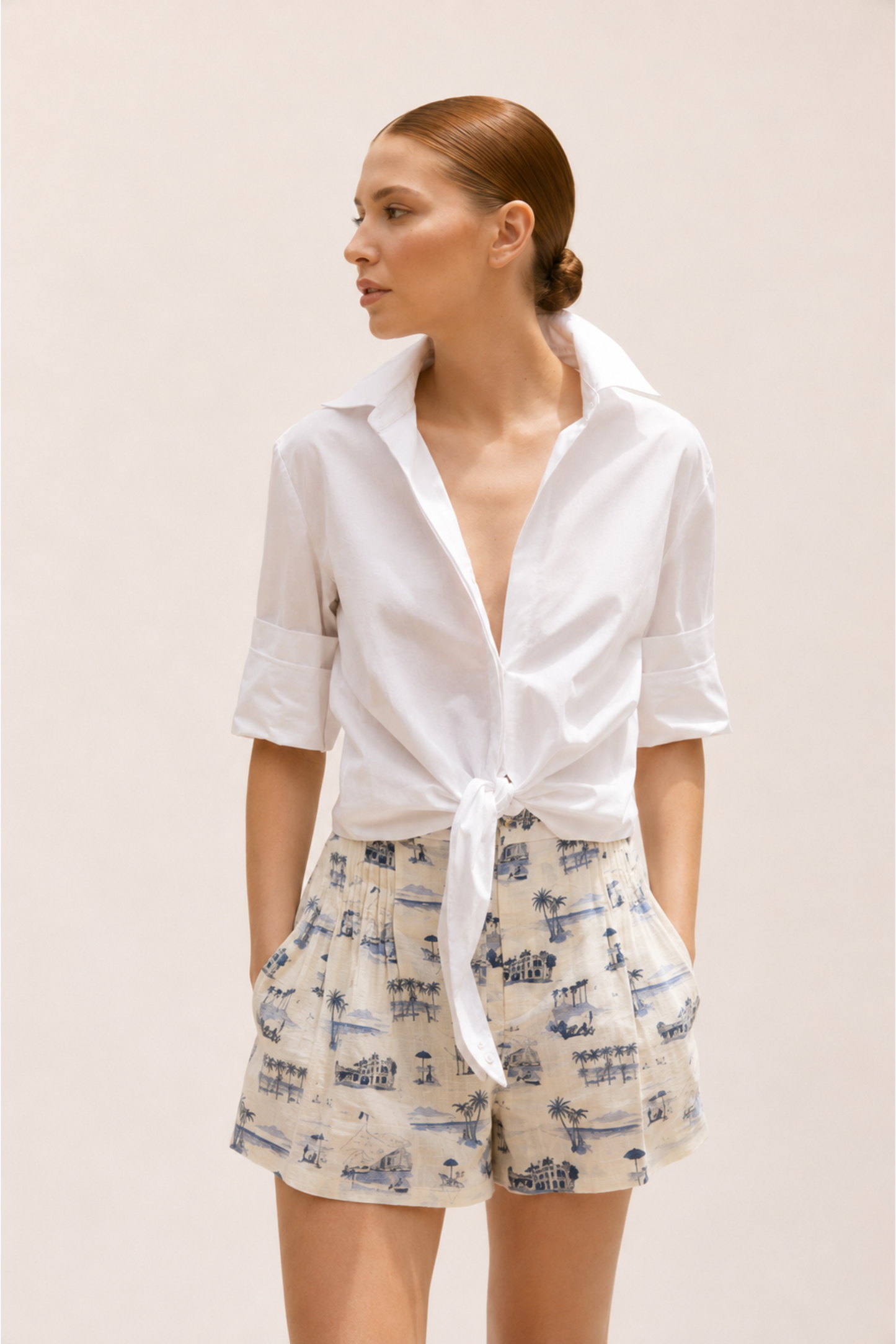 COASTAL TOILE PRINT SHORTS