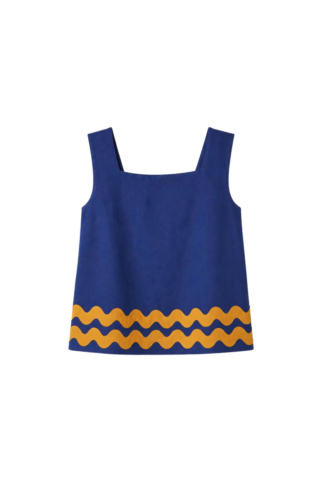 COBALT & MUSTARD TRIM BLOUSE
