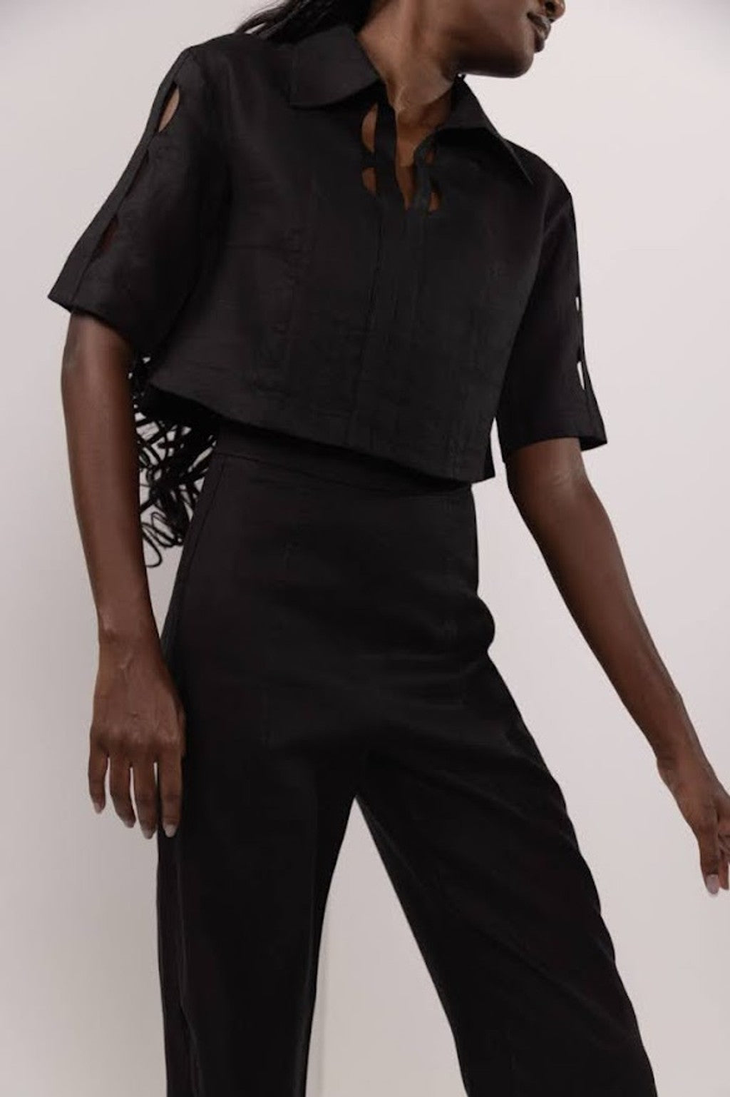 LUNAR CUT-OUT BLOUSE | BLACK
