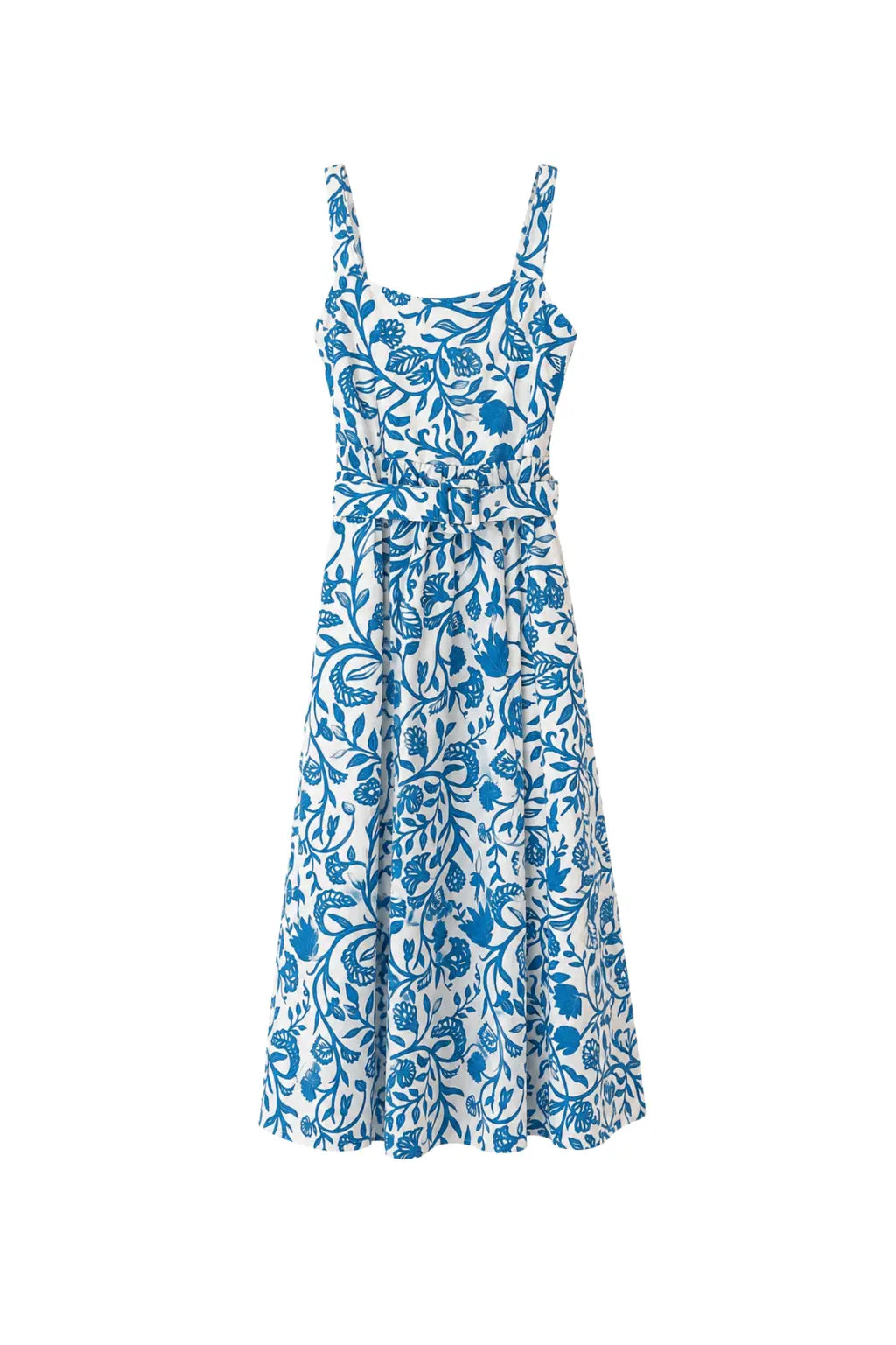 BLUE BOTANICAL POPLIN DRESS