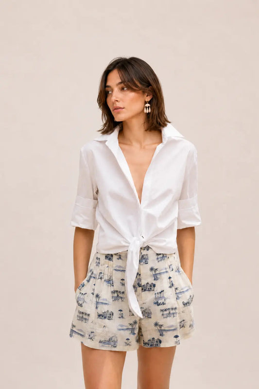 COASTAL TOILE PRINT SHORTS