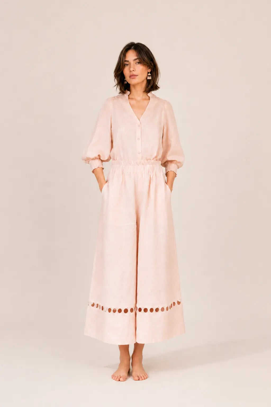 SOFT PINK LINEN BLOUSE