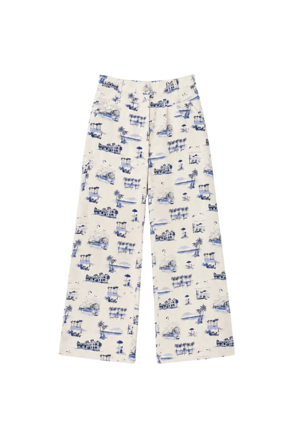 COASTAL TOILE PRINT PANTS