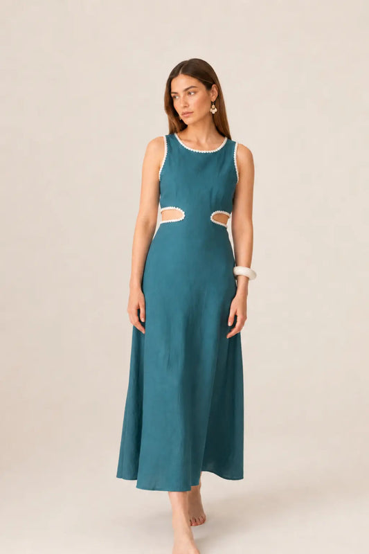 TEAL SCALLOP DRESS