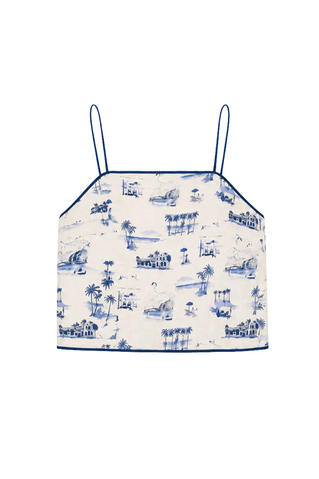 COASTAL TOILE PRINT STRAPPY TOP