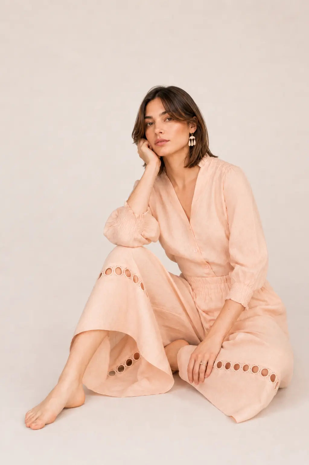 SOFT PINK LINEN BLOUSE
